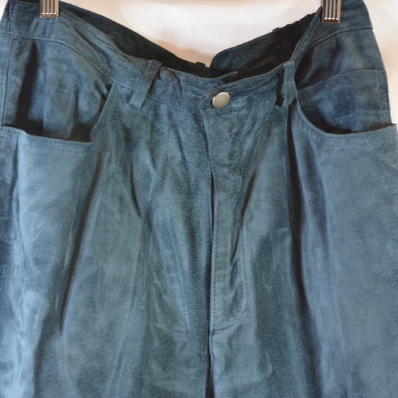 Blue Soft Shammy Suede Leather Pants High Waist SZ 16 Rogue NWOT - Picture 8 of 10